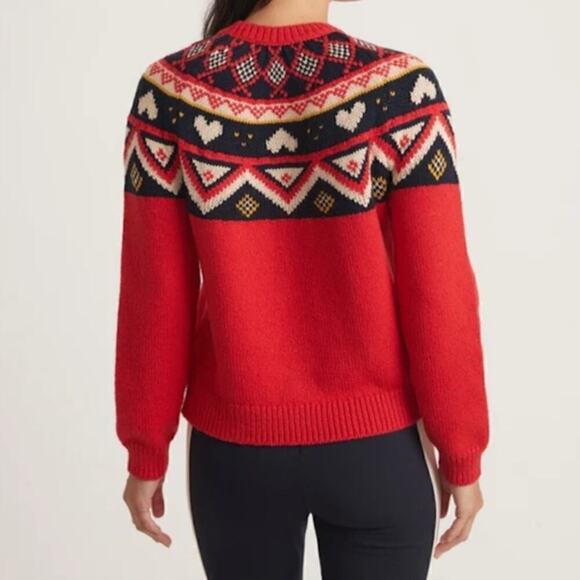Marine Layer Archive Alpine Sweater Fair Isle Wool Pullover Red Rainbow NWT XS - Picture 3 of 9